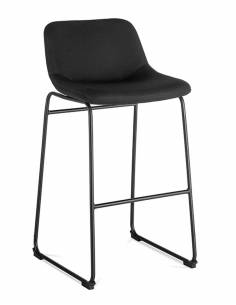 Taburete Alto con Asiento y Respaldo Bajo Tapizado Negro...