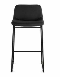 Taburete Alto con Asiento y Respaldo Bajo Tapizado Negro... 2