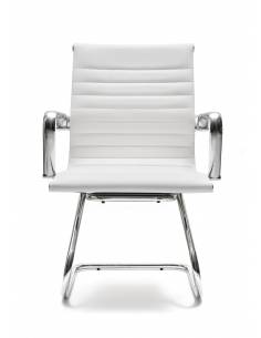 Sillón operativo Londres con patin y respaldo bajo blanco de frente