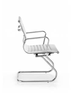 Sillón operativo Londres con patin y respaldo bajo blanco de frente 2