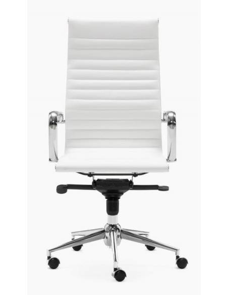 Silla Direccional Londres respaldo alto blanca de frente