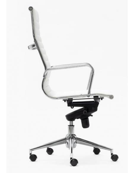Silla Direccional Londres respaldo alto blanca de lado