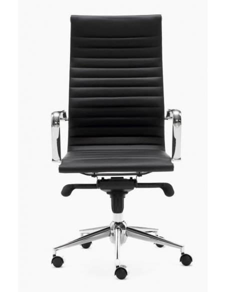 Silla Direccional Londres respaldo alto negra de frente