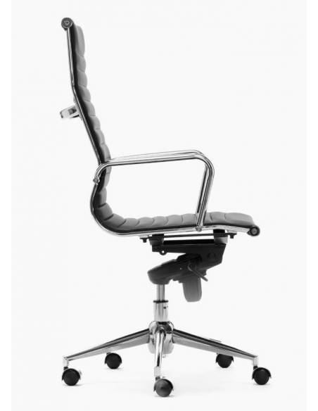 Silla Direccional Londres respaldo alto negra de lado
